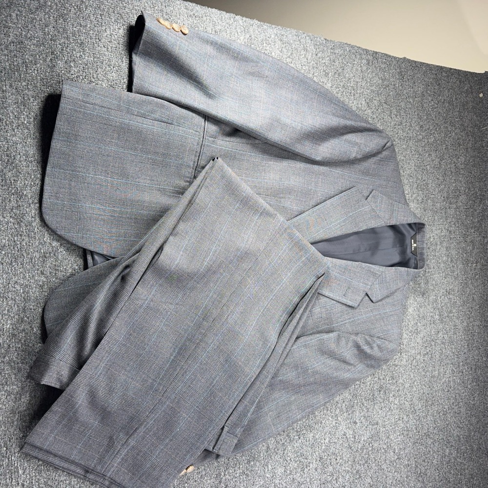Mens Polo University Ralph Lauren Grey Plaid 2 Piece Suit Blazer Trousers USA